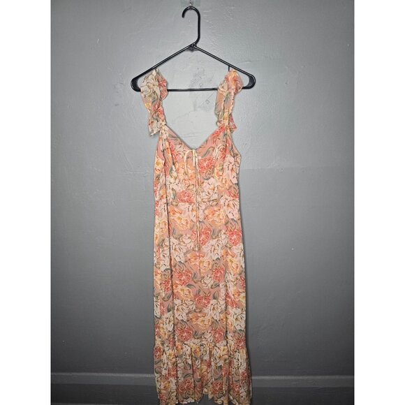 WAYF Valerie Blouson Midi Chiffon Dress Large Spring Wedding Guest Bridal Shower - Picture 13 of 13